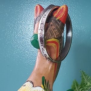 Inscripted Metal Bangle Bracelet